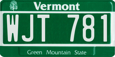 VT license plate WJT781