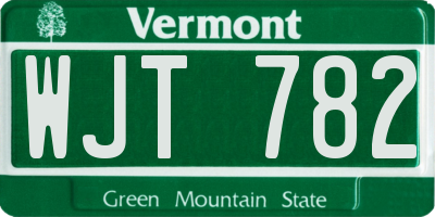 VT license plate WJT782