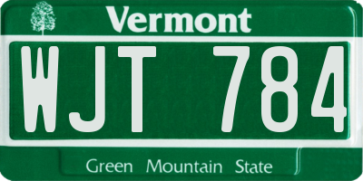 VT license plate WJT784