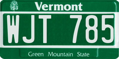 VT license plate WJT785
