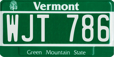 VT license plate WJT786