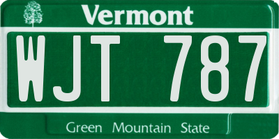 VT license plate WJT787