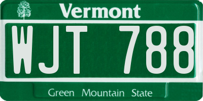 VT license plate WJT788
