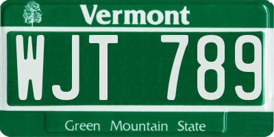 VT license plate WJT789