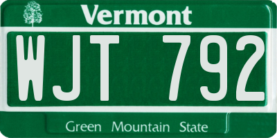 VT license plate WJT792
