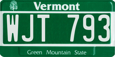 VT license plate WJT793