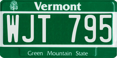 VT license plate WJT795