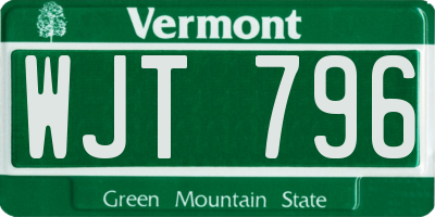 VT license plate WJT796