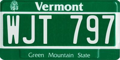 VT license plate WJT797