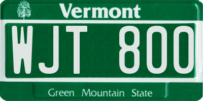 VT license plate WJT800