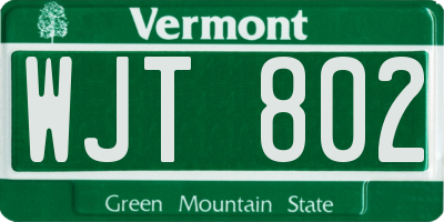VT license plate WJT802