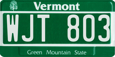 VT license plate WJT803