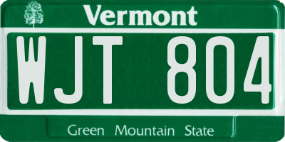 VT license plate WJT804