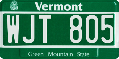 VT license plate WJT805