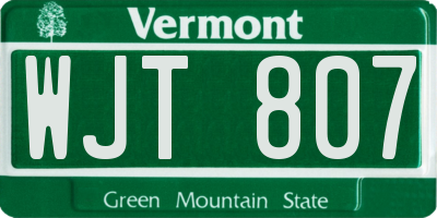 VT license plate WJT807