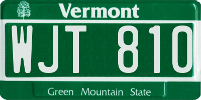 VT license plate WJT810