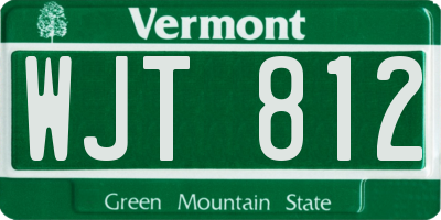 VT license plate WJT812