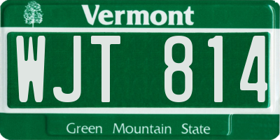 VT license plate WJT814