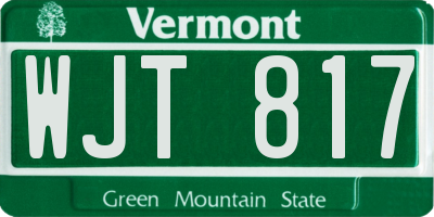 VT license plate WJT817