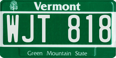 VT license plate WJT818