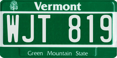 VT license plate WJT819