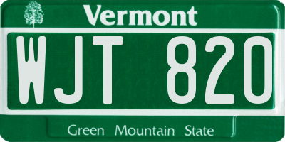 VT license plate WJT820