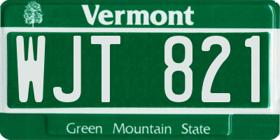 VT license plate WJT821