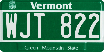 VT license plate WJT822