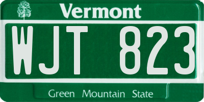 VT license plate WJT823