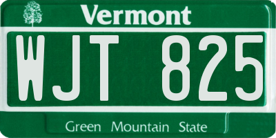 VT license plate WJT825