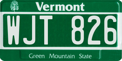 VT license plate WJT826