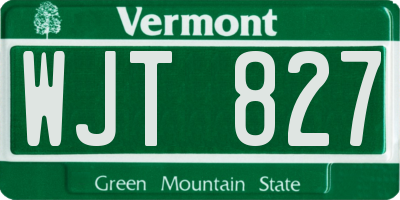 VT license plate WJT827