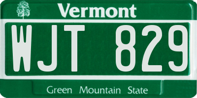 VT license plate WJT829