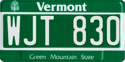 VT license plate WJT830
