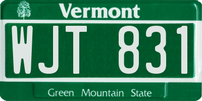 VT license plate WJT831
