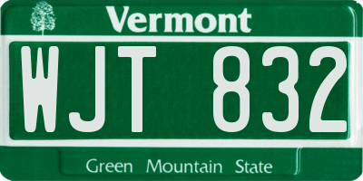 VT license plate WJT832