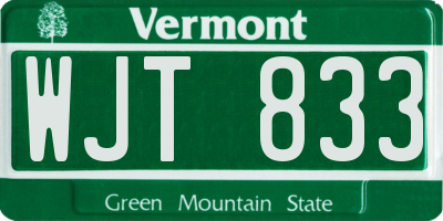 VT license plate WJT833