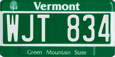 VT license plate WJT834