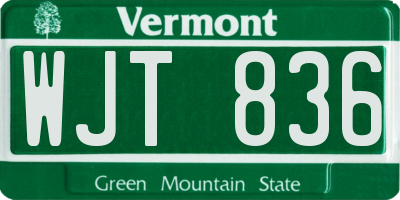 VT license plate WJT836