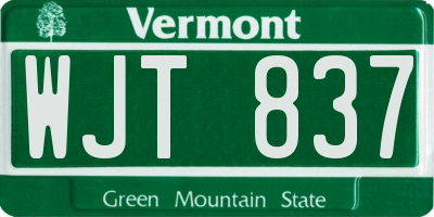 VT license plate WJT837