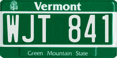 VT license plate WJT841