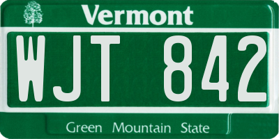 VT license plate WJT842
