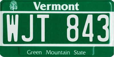VT license plate WJT843