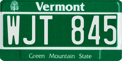 VT license plate WJT845