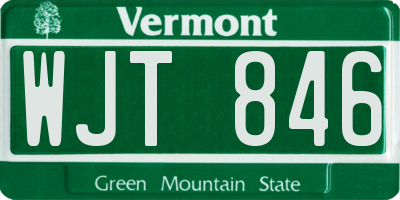 VT license plate WJT846
