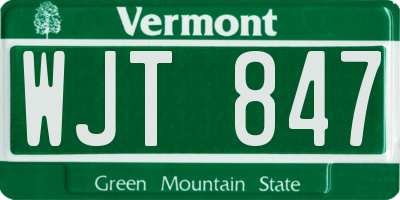 VT license plate WJT847