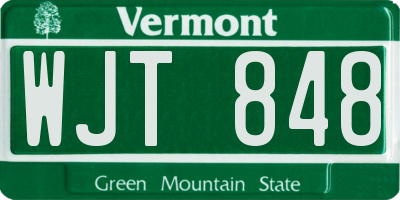 VT license plate WJT848