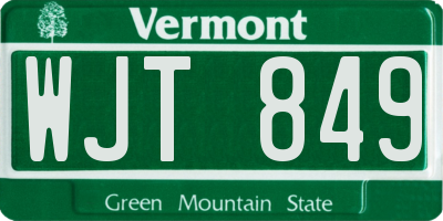 VT license plate WJT849