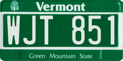 VT license plate WJT851