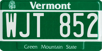 VT license plate WJT852